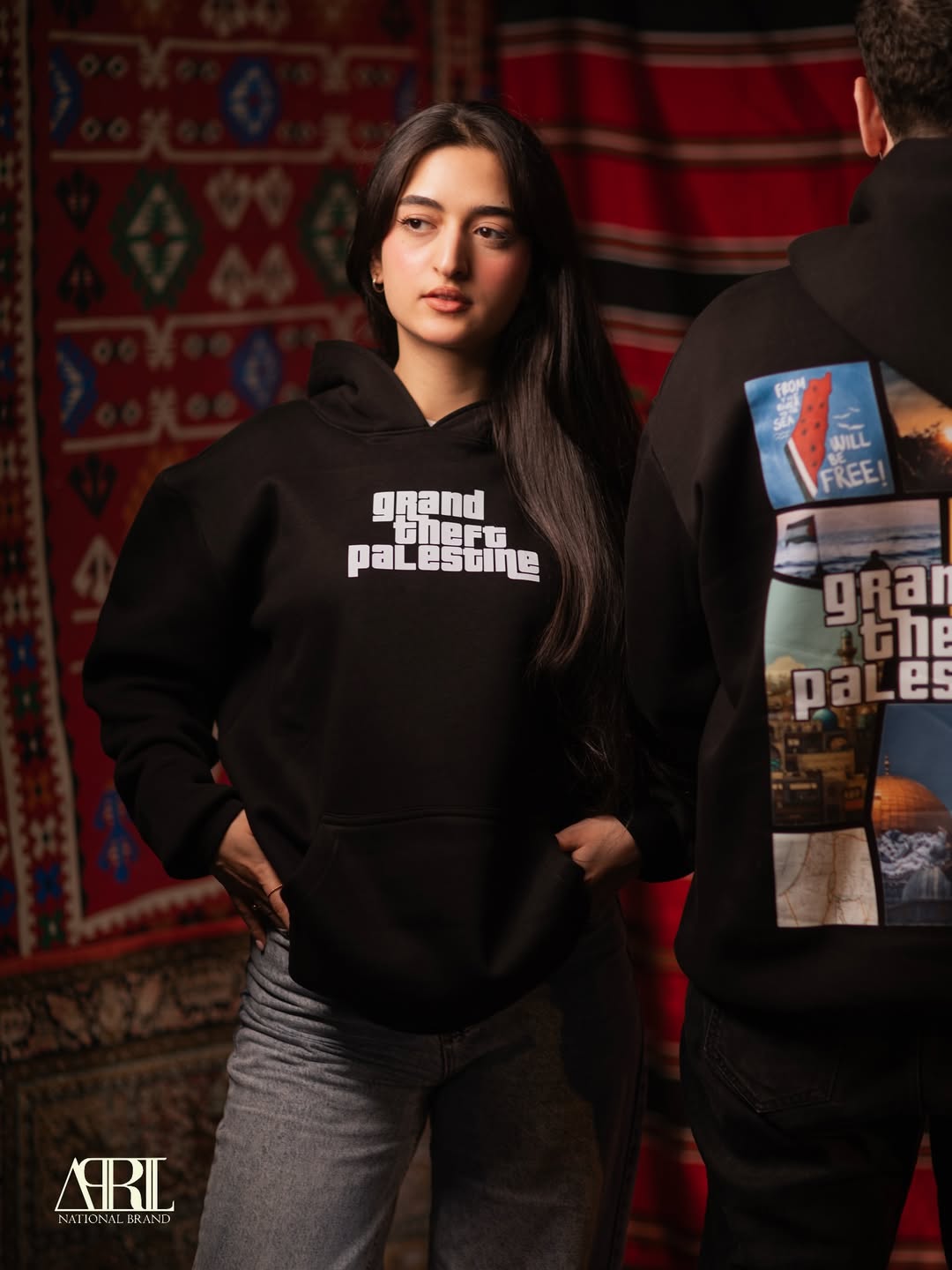 Black Hoodie – Free Palestine Minimalist Front Print