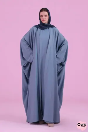 Flowy Farasha Cut Abaya - Sky Blue — view 6