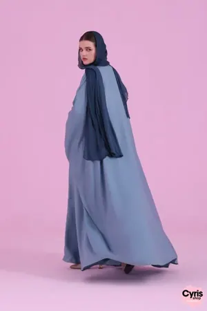 Flowy Farasha Cut Abaya - Sky Blue — view 8