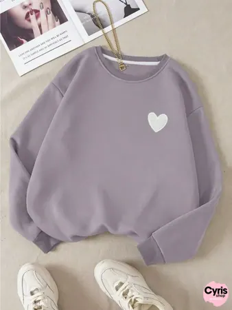 Lavender Heart Sweatshirt – Minimal & Cute