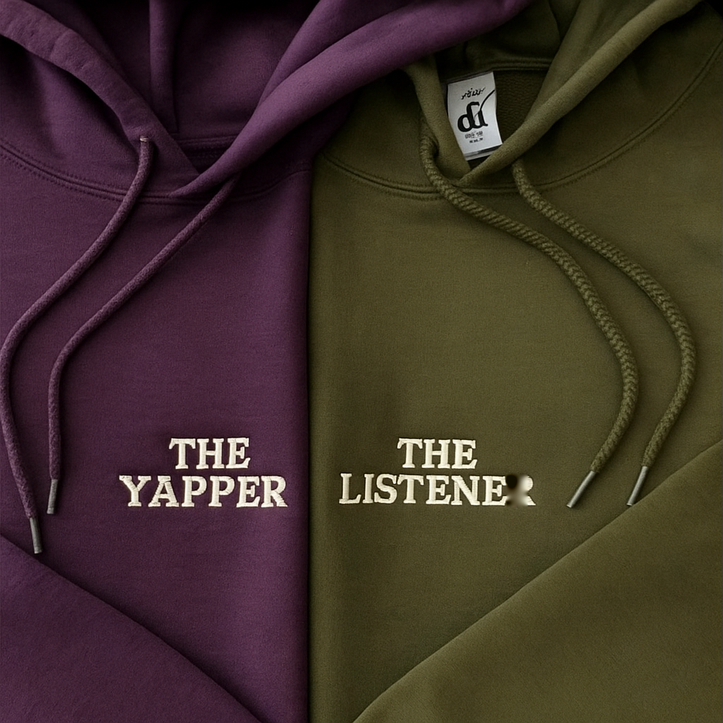 YAPPER & LISTENER Couple Hoodie (Purple & Olive)